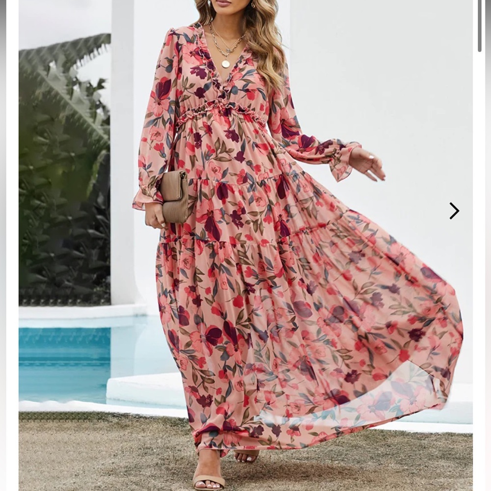 Long-sleeve Floral Maxi Dress